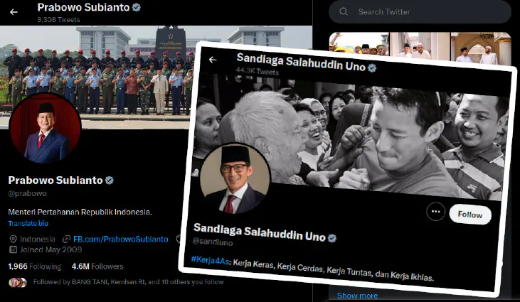 akun twitter Prabowo dan Sandiaga