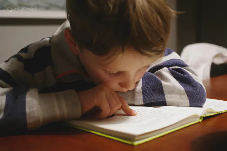 Boy reading a book